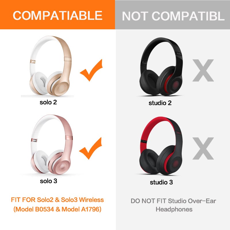 G GVOEARS وسادات أذن بديلة لسماعات Beats Solo 3، وسادات أذن لسماعات Beats Solo 2 وSolo 3 اللاسلكية/السلكية، لا تناسب سماعات Beats Studio فوق الأذن مع لاصق أقوى، إسفنج ذاكرة أكثر سمكاً (أبيض) - Image 2