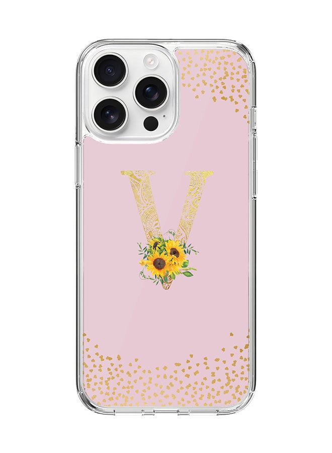 Stylizedd For iPhone 16 Pro Max Case [Compatible with MagSafe] Slim Magnetic cover Clear Phone Case - Custom Monogram Mandala Floral - V (Pink ) - Image 1