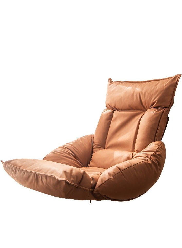 Jorunb Folding Floor Chair Padded Lazy Sofa Couch Lounge Cushion with 6 Position Adjustable Backrest Technology cloth single simple rental room small sofa (Brown) - Image 1