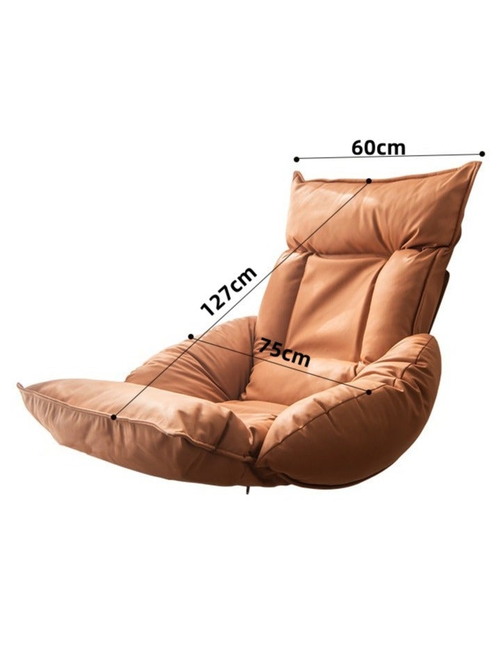 Jorunb Folding Floor Chair Padded Lazy Sofa Couch Lounge Cushion with 6 Position Adjustable Backrest Technology cloth single simple rental room small sofa (Brown) - Image 2