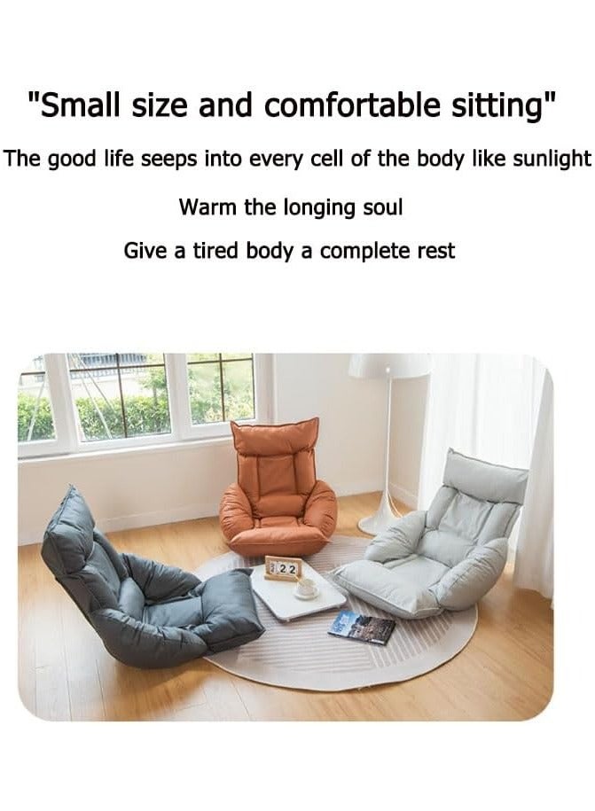 Jorunb Folding Floor Chair Padded Lazy Sofa Couch Lounge Cushion with 6 Position Adjustable Backrest Technology cloth single simple rental room small sofa (Brown) - Image 5