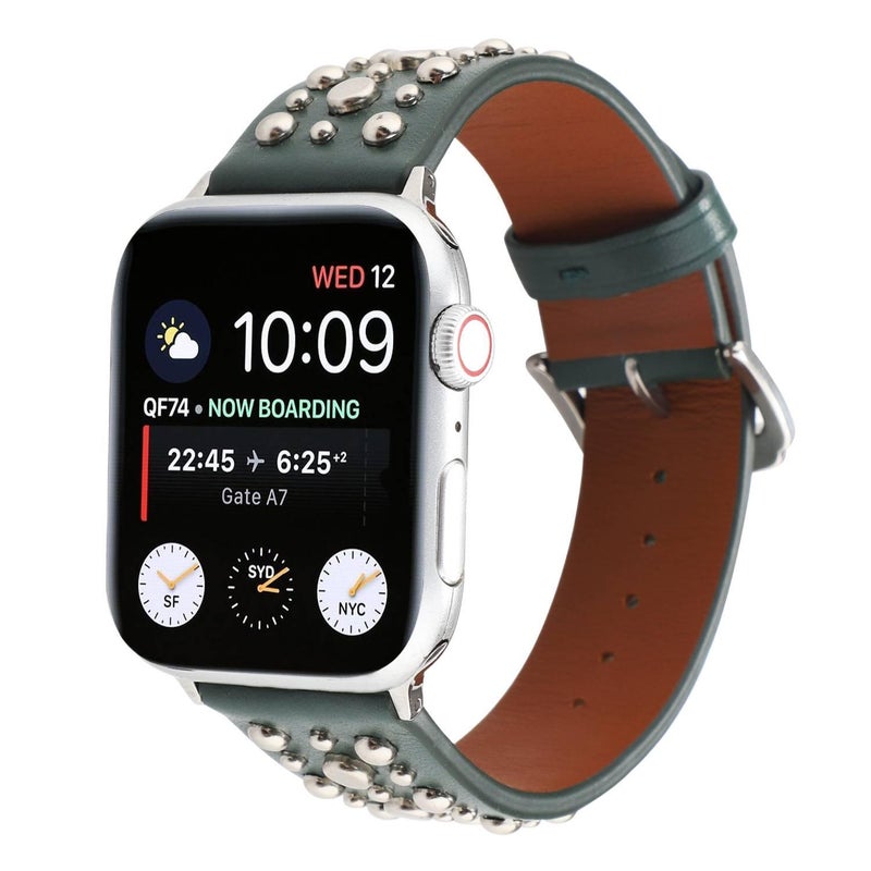 سوار ساعة ذكية باللون بني قابل للتعديل سوار جلدي كلاسيكي متوافق مع Apple Watch 38/40/41/42/44/45/49mm بملاءمة قابلة للتعديل وحزام بديل - Image 1