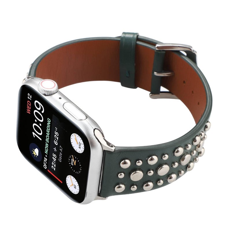 سوار ساعة ذكية باللون بني قابل للتعديل سوار جلدي كلاسيكي متوافق مع Apple Watch 38/40/41/42/44/45/49mm بملاءمة قابلة للتعديل وحزام بديل - Image 3