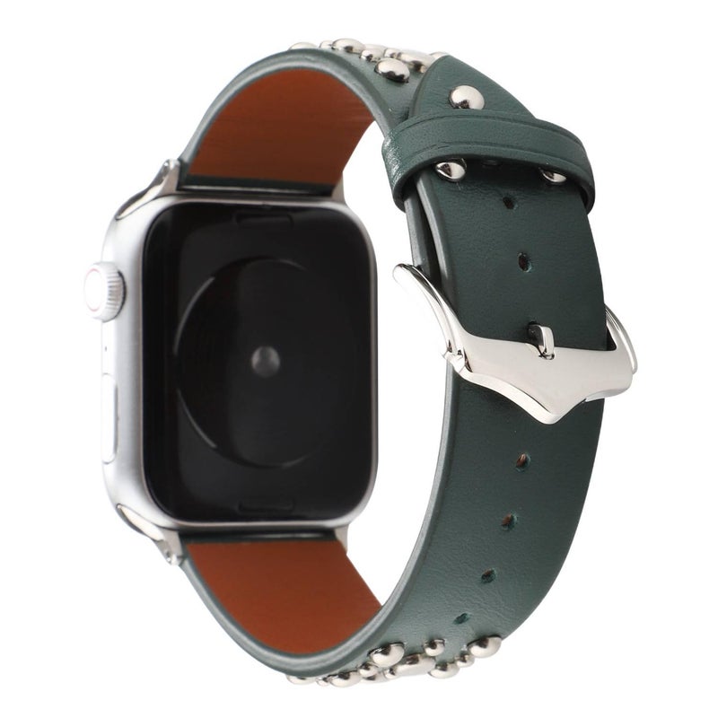 سوار ساعة ذكية باللون بني قابل للتعديل سوار جلدي كلاسيكي متوافق مع Apple Watch 38/40/41/42/44/45/49mm بملاءمة قابلة للتعديل وحزام بديل - Image 2