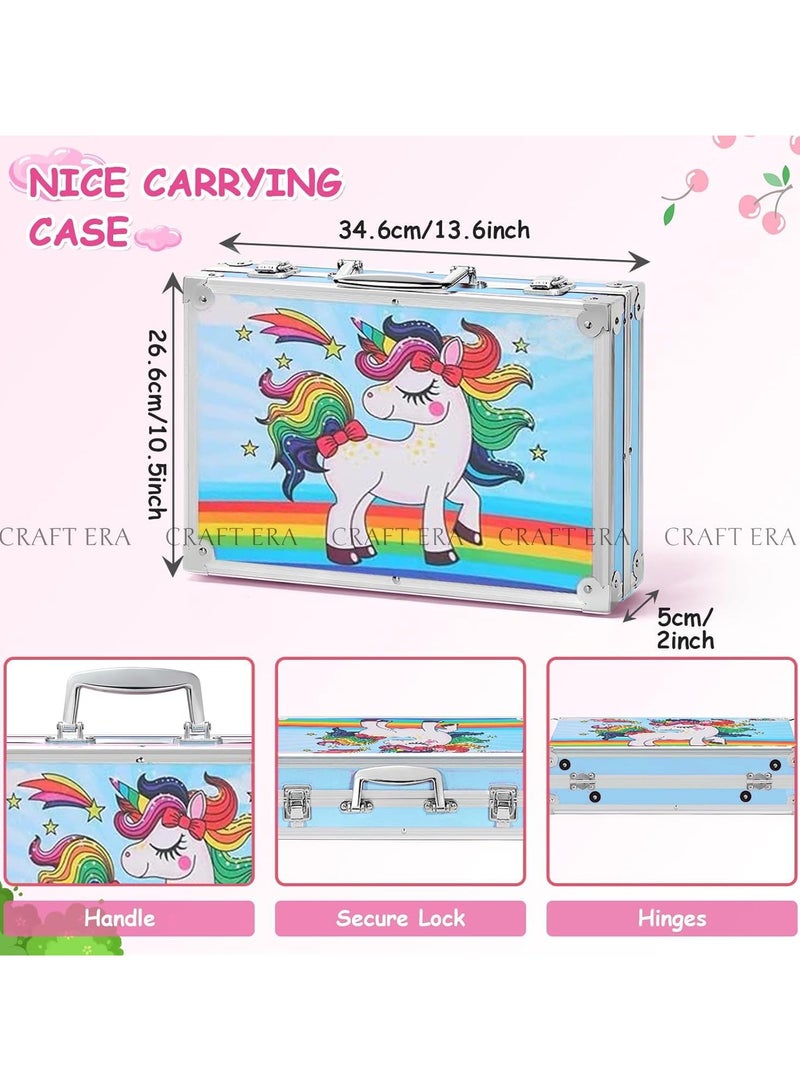 Unicorn 145-Piece Deluxe Art Kit – Colored Pencils, Oil Pastels, Watercolors, Brushes & Stationery in Portable Aluminum Case – Safe Art Supplies for Kids & Beginners - Image 3