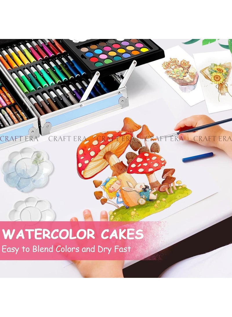 Unicorn 145-Piece Deluxe Art Kit – Colored Pencils, Oil Pastels, Watercolors, Brushes & Stationery in Portable Aluminum Case – Safe Art Supplies for Kids & Beginners - Image 4