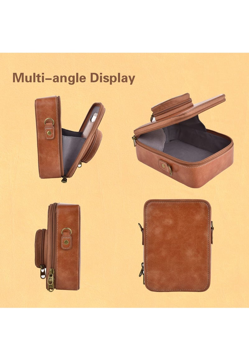 KASTWAVE Protective Case for Fujifilm Instax Mini EVO Camera Case, Retro PU Leather Protective Case for Mini EVO Instant Camera, High Capacity Cover with Removable Shoulder Strap, Vintage Brown  - Image 5