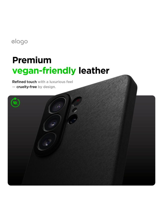 Elago Magnetic Leather for Samsung Galaxy S26 ULTRA (2026) Case [MagSafe-Compatible] Vegan Leather cover with 5-Layer Protection, Shockproof - Black - Image 3
