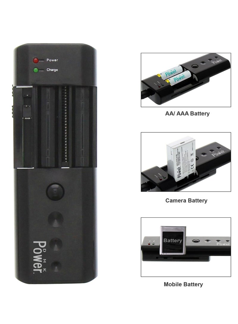 DMK Power شاحن UC03 LED Micro USB عالمي متوافق مع بطاريات AA AAA ليثيوم أيون Li-Ion وجميع الكاميرات مثل نيكون كانون سوني باناسونيك فوجي أوليمبوس وغيرها - Image 2