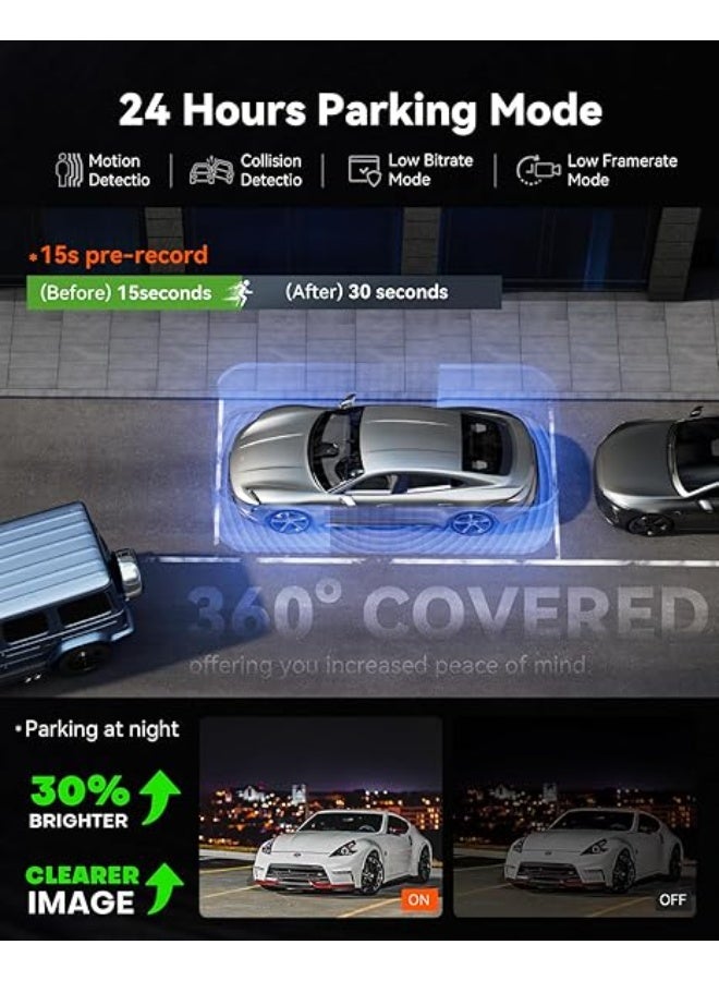 Vantrue E360 ACE 5.2K 360° Panoramic WiFi Dash Cam, Handheld Camera, STARVIS 2, HDR, IR Night Vision, Front Rear Inside Dashcam, Voice/Touch Control, GPS, 24/7 Buffered Parking Mode, Support 512GB Max - Image 2