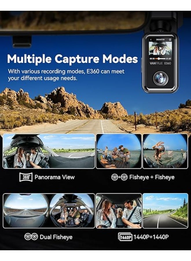 Vantrue E360 ACE 5.2K 360° Panoramic WiFi Dash Cam, Handheld Camera, STARVIS 2, HDR, IR Night Vision, Front Rear Inside Dashcam, Voice/Touch Control, GPS, 24/7 Buffered Parking Mode, Support 512GB Max - Image 5
