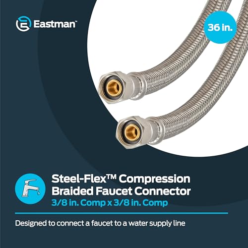 Eastman 36 Inch Flexible Faucet Connector Supply Line, 3/8 Inch x 3/8 Inch Compression Connection, Stainless Steel Braided Hose, 48078 - Image 2