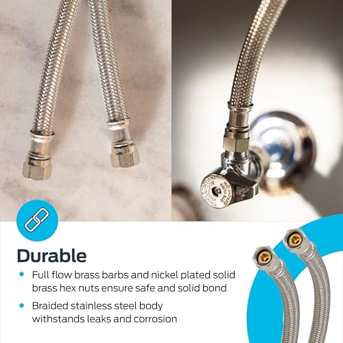 Eastman 36 Inch Flexible Faucet Connector Supply Line, 3/8 Inch x 3/8 Inch Compression Connection, Stainless Steel Braided Hose, 48078 - Image 5