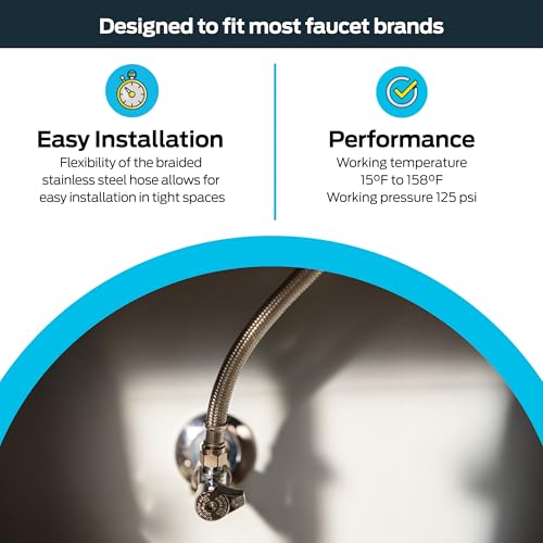 Eastman 36 Inch Flexible Faucet Connector Supply Line, 3/8 Inch x 3/8 Inch Compression Connection, Stainless Steel Braided Hose, 48078 - Image 3