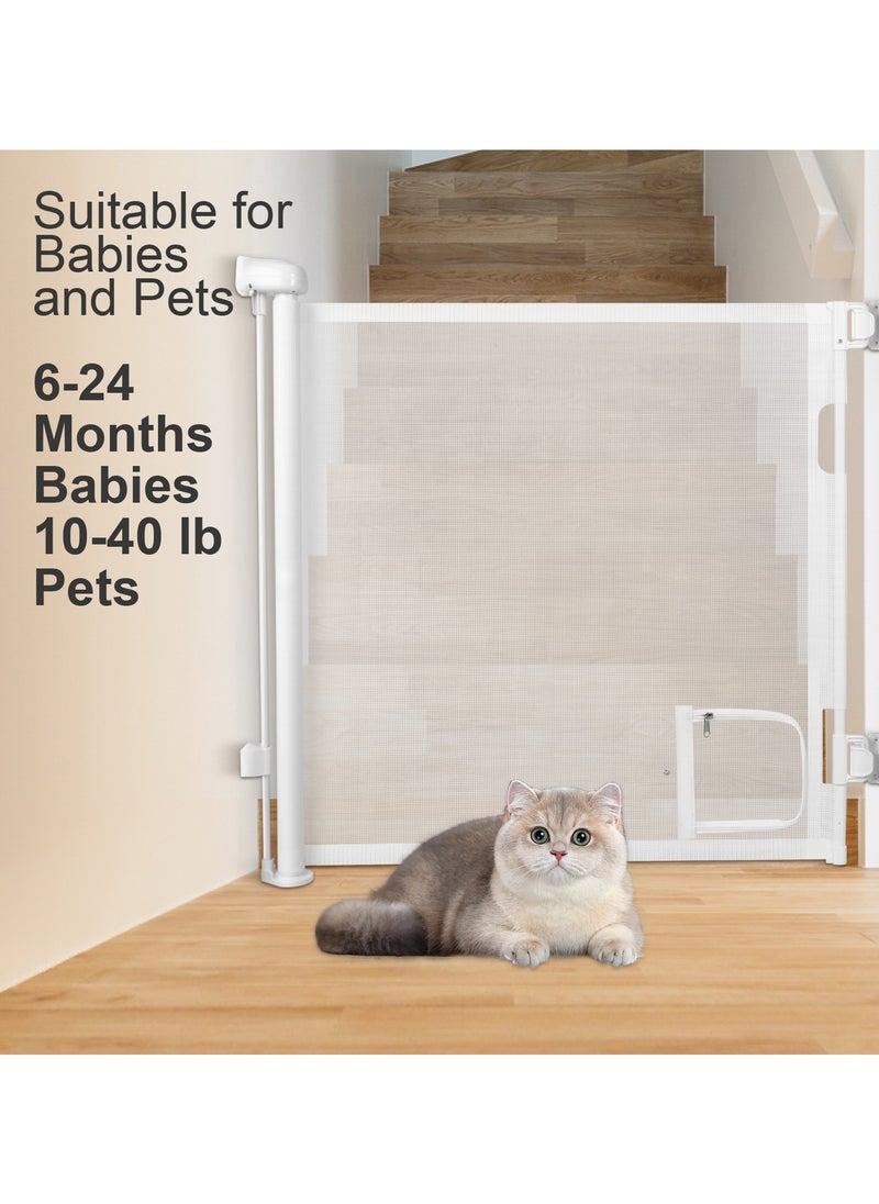 XiuWoo Retractable Baby Gates Retractable Dog Gate with Cat Door Walk Through Baby Gates for Dogs Indoor Baby Gate with Door Outdoor Pet Gate for Cats Cat Gate for Doorway Dog Gate for Stairs  - Image 3