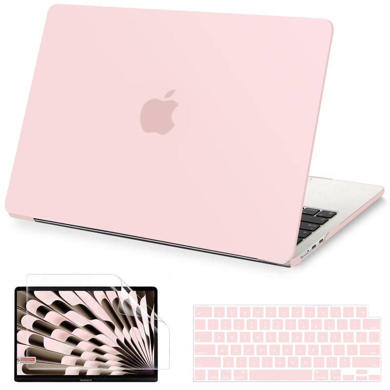AKIT Compatible with MacBook Air 13 inch Case 2026 2025 2024-2022 M4/M3/M2 A3240 A3113 A2681, Slim Hard Shell Matte Case + Screen Protector + Keyboard Cover for Mac Book Air 13.6 inch, Chalk Pink - Image 1