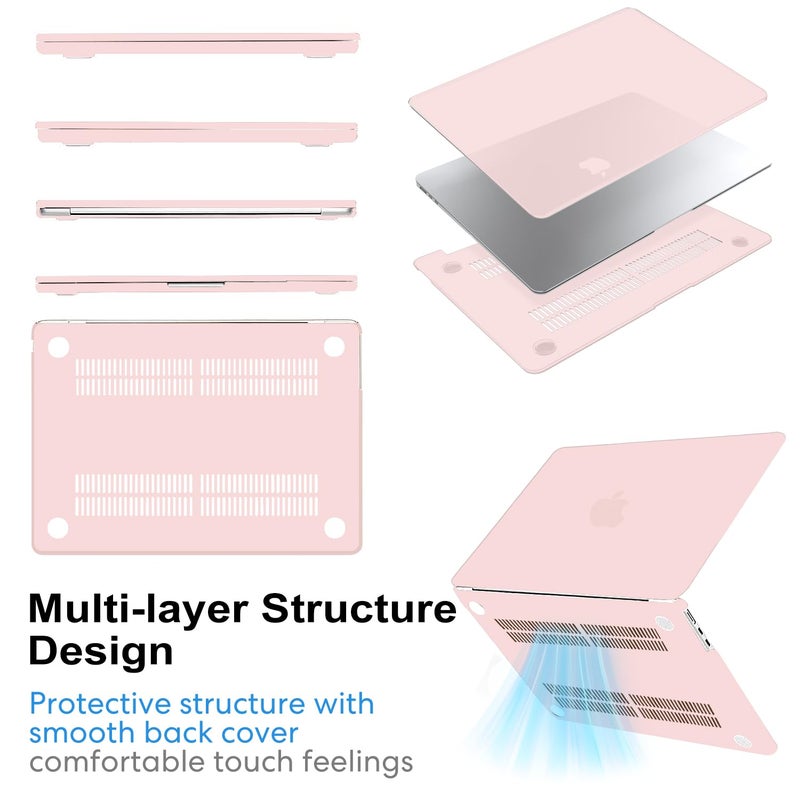 AKIT Compatible with MacBook Air 13 inch Case 2026 2025 2024-2022 M4/M3/M2 A3240 A3113 A2681, Slim Hard Shell Matte Case + Screen Protector + Keyboard Cover for Mac Book Air 13.6 inch, Chalk Pink - Image 4