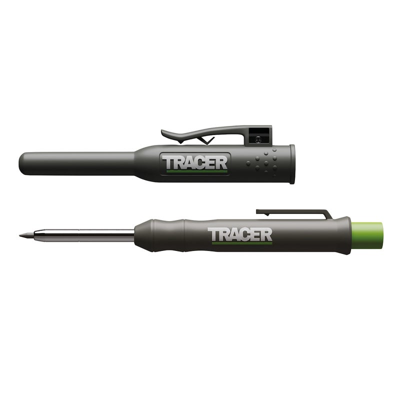 Tracer Deep Hole Construction Pencil Site Holster. Extendable 2B Carpenter Pencil with Inbuilt Carpenter Pencil Sharpener - Image 1