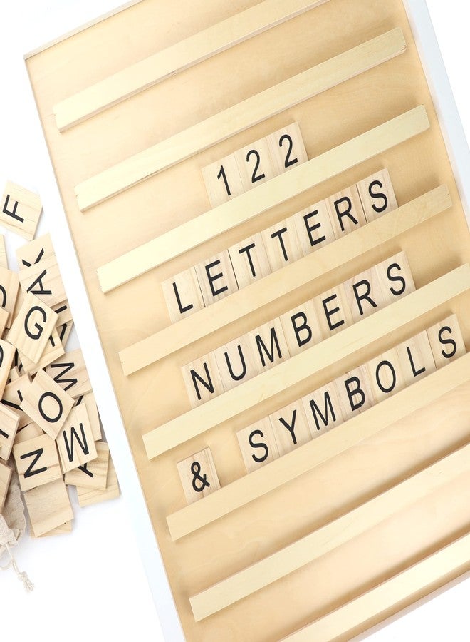 Stiles 23"x17" Tile Letter Board Sign Set, Wooden Message Board with 122 Letter Tiles and Numbers, Changeable Letterboard for Menu, Milestone, or Baby Announcement Sign, Natural - Image 2