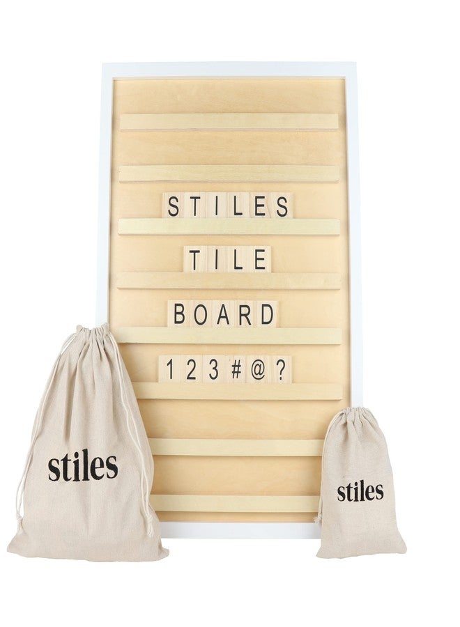 Stiles 23"x17" Tile Letter Board Sign Set, Wooden Message Board with 122 Letter Tiles and Numbers, Changeable Letterboard for Menu, Milestone, or Baby Announcement Sign, Natural - Image 1