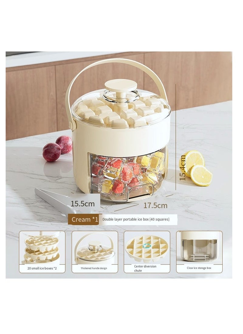 CityRiya-Long Summer Ice Cube Mold,Ice Cube Tray for Freezer with Container, Ice Cube Tray with Lid,Edible Silicone Ice Maker with Bin,40PCs Ice Cube Molds, Ice Container, Easy-Release, Ice Chilling for Coffee Tea(Beige)  - Image 2