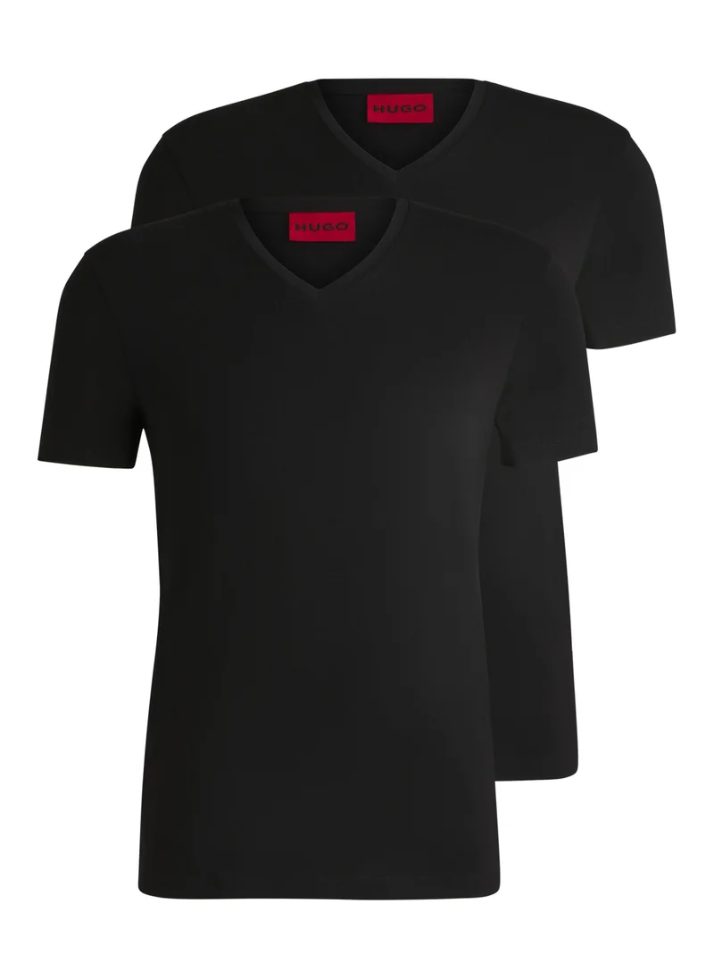 هوجو Two-pack of V-neck T-shirts in stretch cotton
