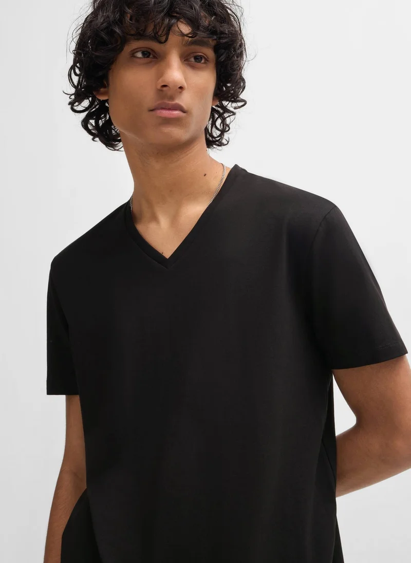 HUGO Black Two-pack of V-neck T-shirts in stretch cotton for Men | Best Price UAE