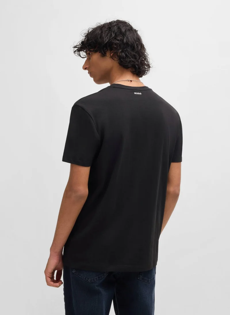 HUGO Black Two-pack of V-neck T-shirts in stretch cotton for Men | Best Price UAE