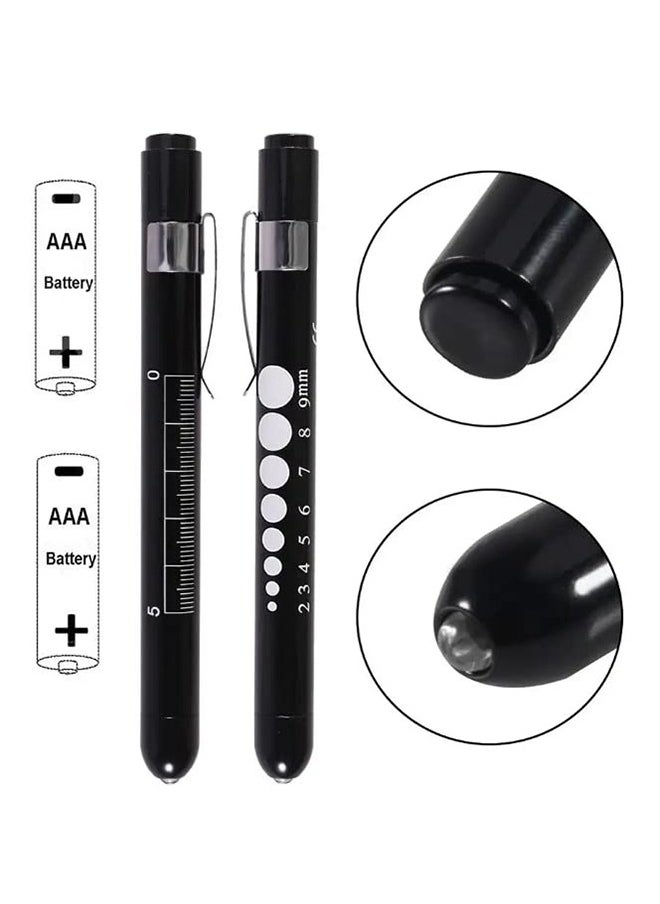Alruht - 2-Piece Diagnostic Medical Pen Light, Mini Reusable LED Pen Light, Pen Flashlight, Doctor Nurse Emergency Pen Light, Black and Silver（Batteries Not Included） - Image 1