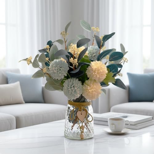 LADADA Artificial Flowers with Vase, Floral Arrangements forHydrangea Flower Dining Table Centerpiece Decor - Image 1