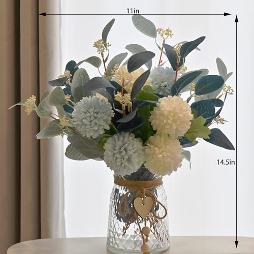 LADADA Artificial Flowers with Vase, Floral Arrangements forHydrangea Flower Dining Table Centerpiece Decor - Image 3