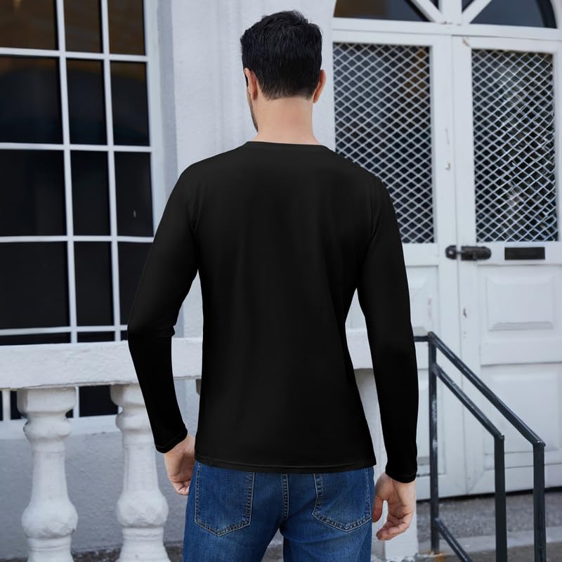SIMIYA Long Sleeve Shirts for Men Crew Neck T Shirt Solid Casual Shirt Solid Color Black Lightweight Basic Tee Shirts - Image 2