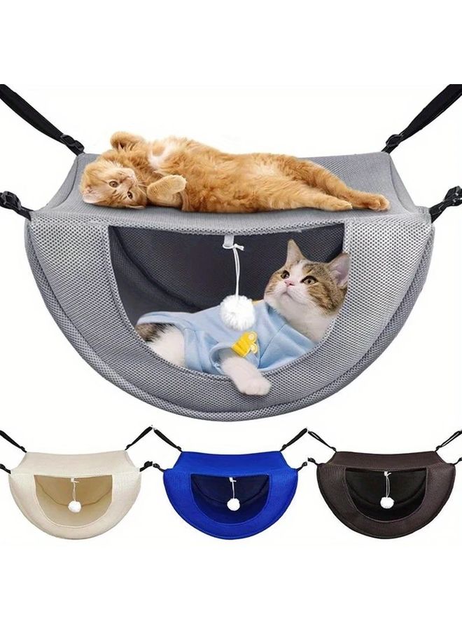 Coffee Large Adjustable Breathable Mesh Suspended Pet Bed Cat Hammock for Indoor Comfort - Image 1