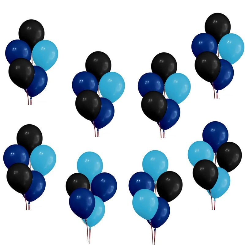 Theme My Party Pack of 51 Mettalic Balloons - Blue, Sky Blue & Black