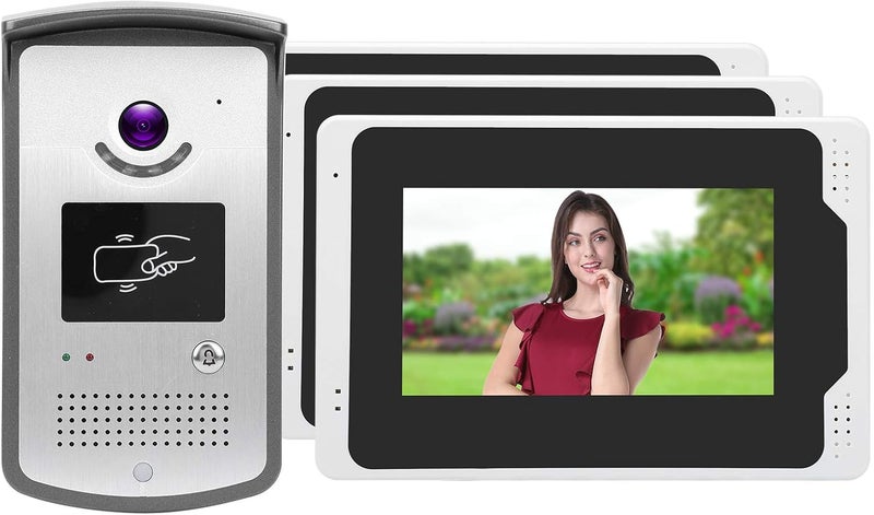 klarako 7 Inch TFT Video Doorbell WiFi Intercom Door Phone with 1080P HD Camera, Night, Rainproof, Remote Door Entry System, 1*Doorbell and 3*Displays (US Plug) - Image 1