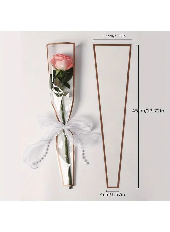 Golden Edge Powder 100 Pcs Rose Sleeves For Single Stem Flowers Wedding Bouquet Bags - Image 5