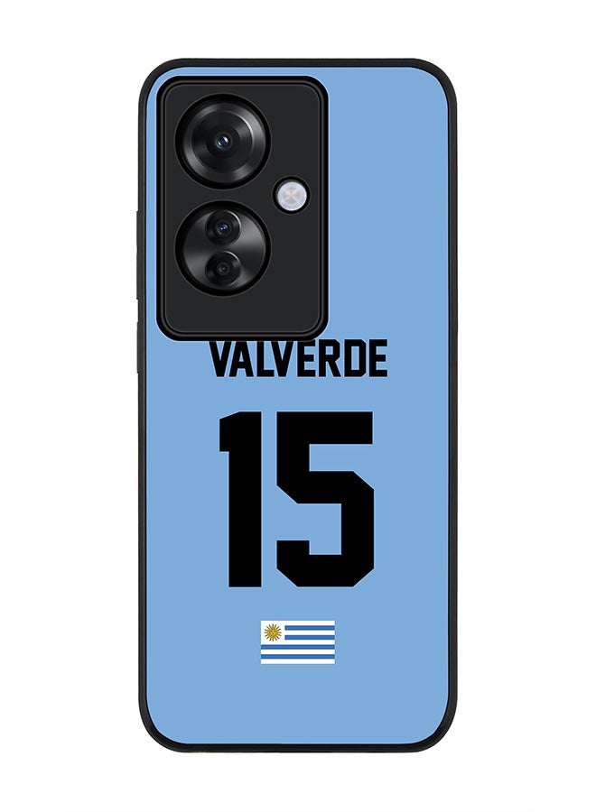 Stylizedd Rugged Black edge case for Oppo Reno11 F / Oppo F25 Pro 5G, Slim fit Flexible Anti Drop Thin Cover - Football Team - Uruguay , Player Name - Valverde - Image 1