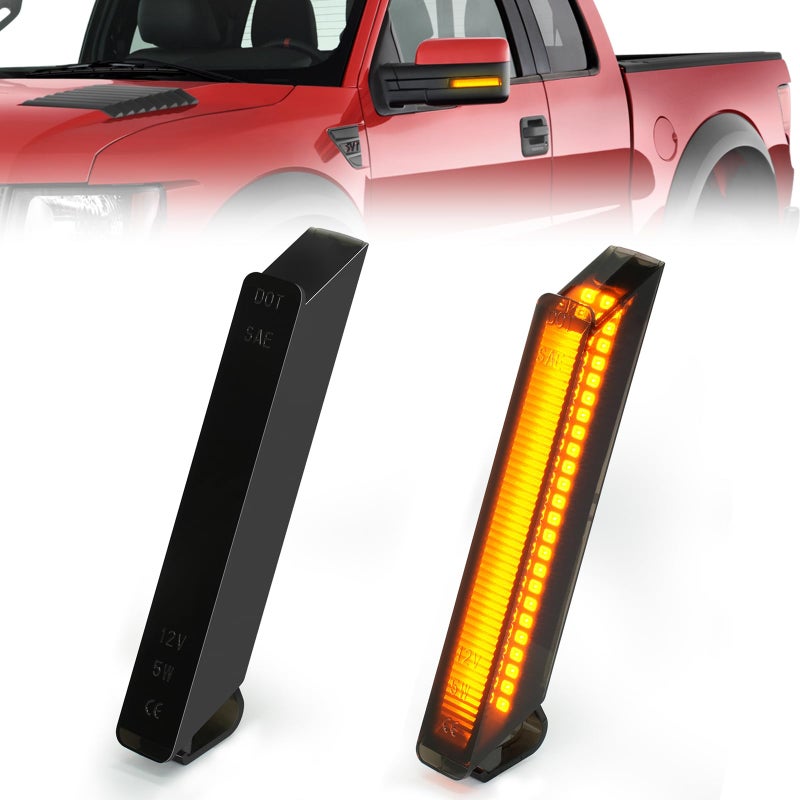 NEIFILES LED Side Mirror Turn Signal Lights Compatible with Ford F150 20042014 Reflector Lamps Raptor 20102014 Expedition 19972007 Mirror Side Marker Lights Smoked Lens Amber Light