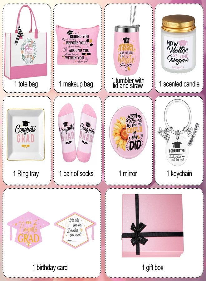 Locmeo 10 Pcs 2026 Graduation Gifts for Women Best College Grad Gifts Basket Master Degree Grad Gift Box Congratulations Gift for Class of 2026 College Masters Graduation(Novelty,Pink) - Image 2