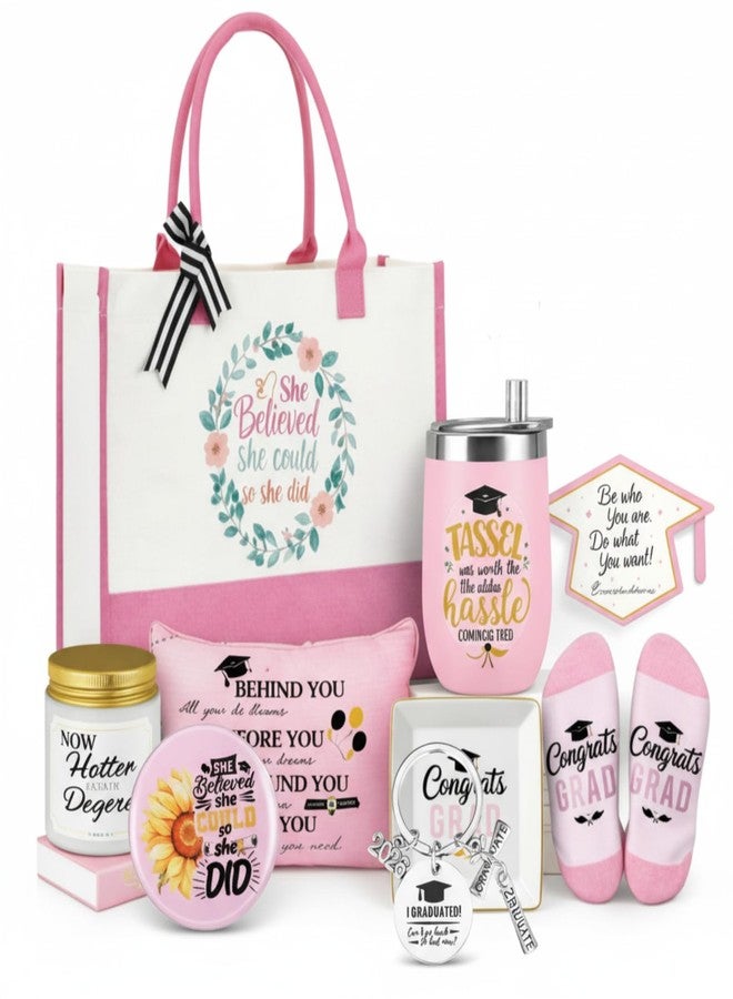 Locmeo 10 Pcs 2026 Graduation Gifts for Women Best College Grad Gifts Basket Master Degree Grad Gift Box Congratulations Gift for Class of 2026 College Masters Graduation(Novelty,Pink) - Image 1
