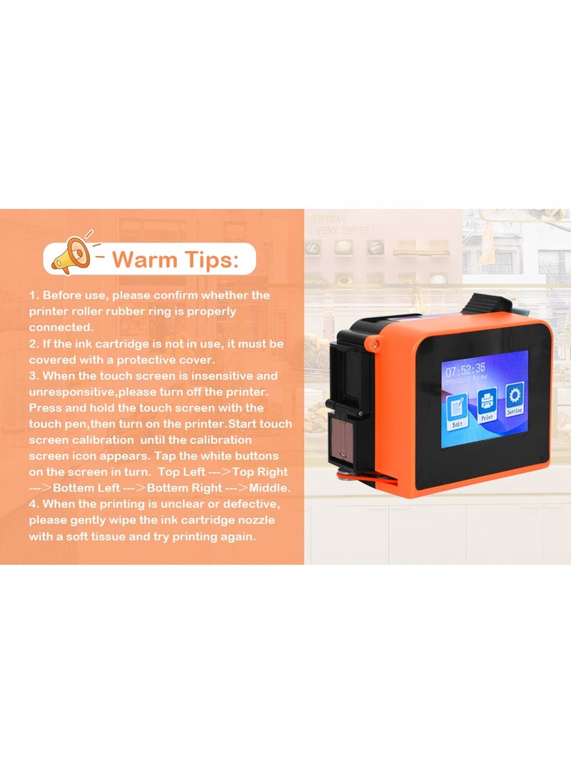 Generic - Arabic TIJ-T1 Portable Handheld Inkjet Printer, Mini Handheld Printer with Solvent Quick Drying Ink Cartridge Pocket Inkjet Coding Machine for Date Logo Batch Series Number Barcode QRCode, etc. - Image 1