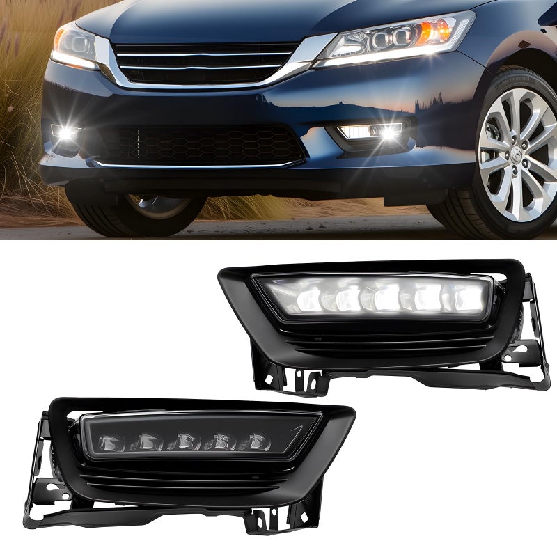 مصابيح ضباب LED تناسب 2013 2014 2015 هوندا أكورد سيدان غير متوافقة مع الهجين مع مفتاح وموصل عدسة شفافة