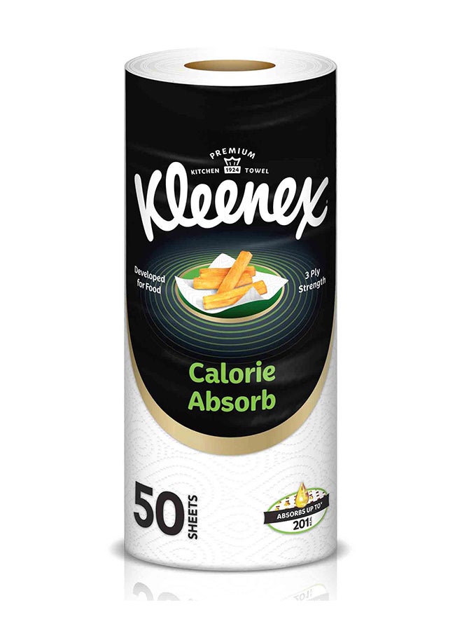 Kleenex Calorie Absorb Kitchen Tissue Paper Towel, 3 PLY, 1 Rolls x 50 Sheets, Food-Grade Strong Absorbent Kitchen Tissue - Image 1