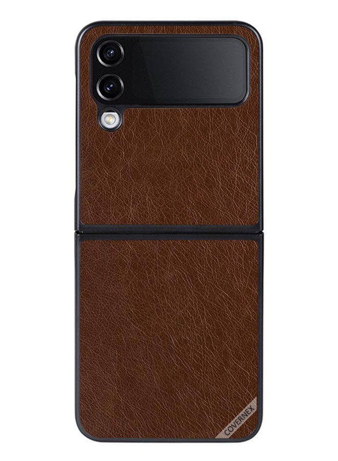 Covernex Protective Case Cover For Samsung Galaxy Z Flip 4 Leather Pattern - Image 1