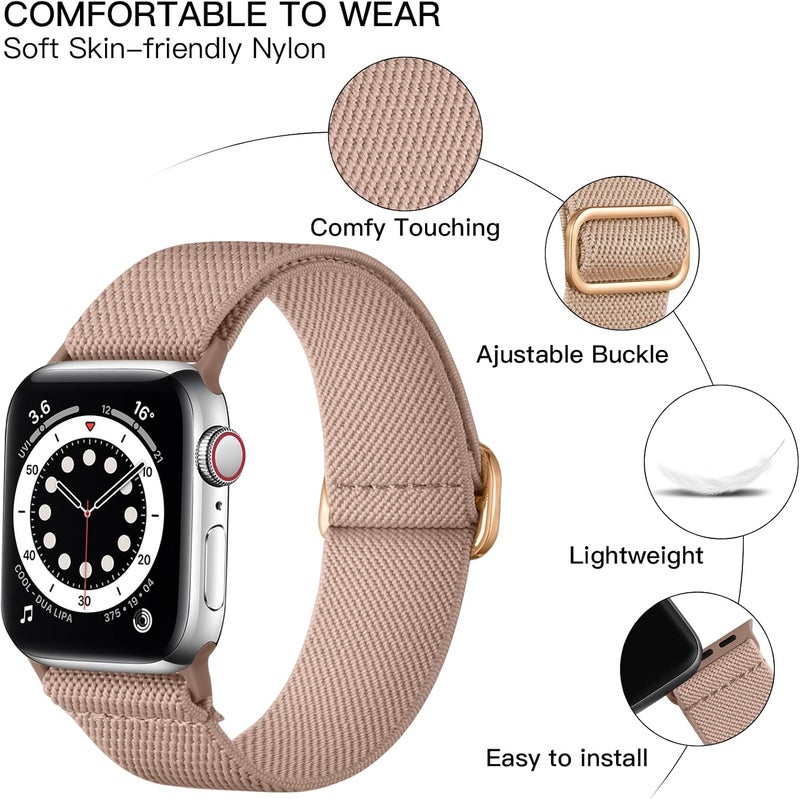 Lerobo Braided Band Compatible with Apple Watch Series 11 10 9 8 7 46mm 45mm 41mm Ultra SE 3 2 1 49mm Series 6 5 4 3 44mm 40mm 38mm 42mm Men iWatch Bands Women Stretchy Nylon Solo Loop Sport Strap - Image 2