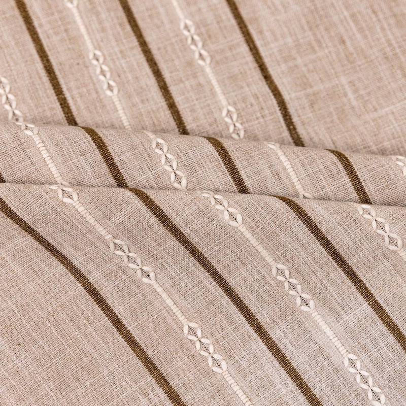 Deeprove Boho Style Curtains 96 inches Long  Vintage Bohemian Embroidery Striped Farmhouse Cotton Linen Fringe Window Treatments Bedroom Living Room Nursery  W52 x L96  1 Panel Khaki and Brown - Image 5