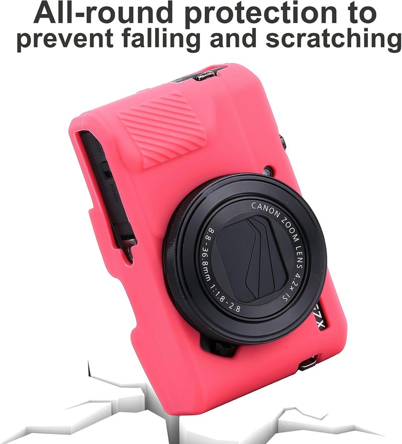 Yisau G7X / G7X Mark II Camera Silicone Case, Ultra Thin Lightweight Rubber Soft Silicone Case Bag Cover for Canon PowerShot G7X / G7X Mark II with Microfiber Cloth - Hot Pink - Image 3