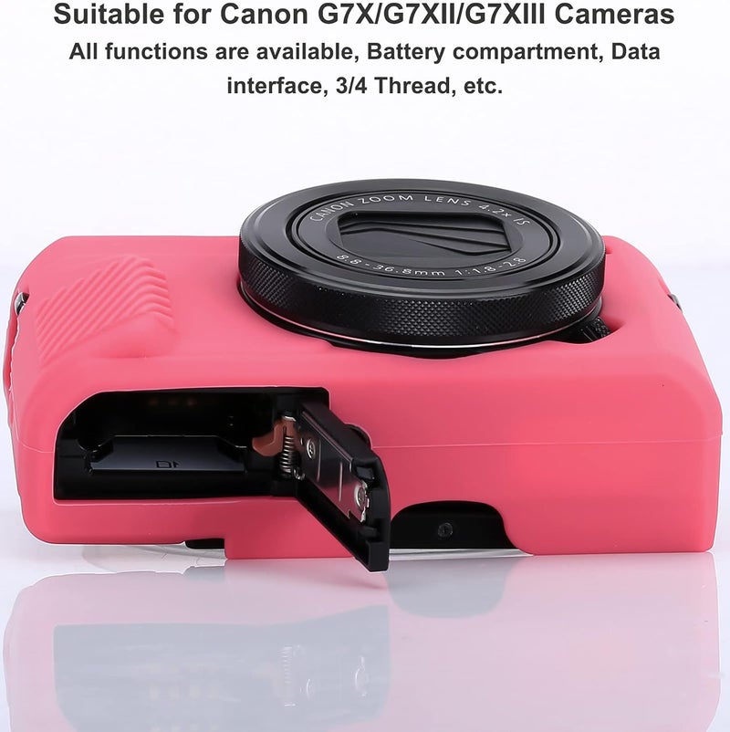 Yisau G7X / G7X Mark II Camera Silicone Case, Ultra Thin Lightweight Rubber Soft Silicone Case Bag Cover for Canon PowerShot G7X / G7X Mark II with Microfiber Cloth - Hot Pink - Image 4