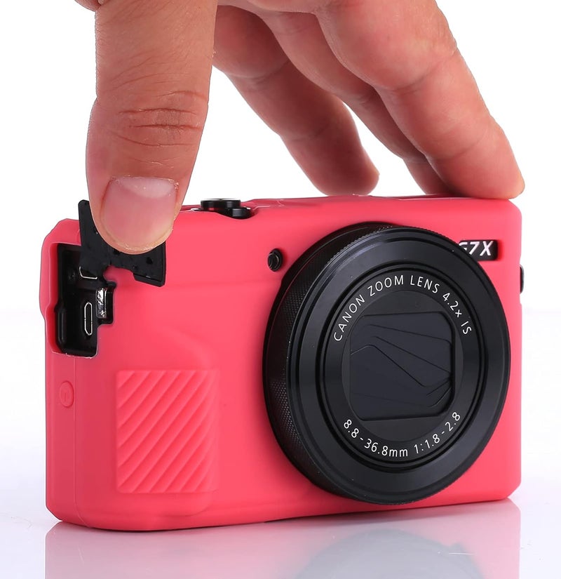Yisau G7X / G7X Mark II Camera Silicone Case, Ultra Thin Lightweight Rubber Soft Silicone Case Bag Cover for Canon PowerShot G7X / G7X Mark II with Microfiber Cloth - Hot Pink - Image 5