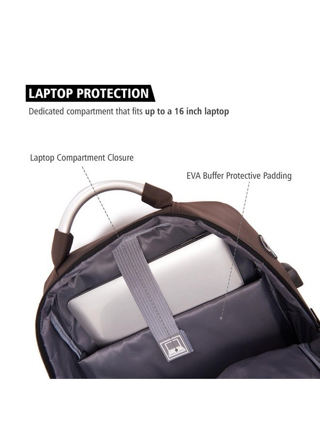 Kenneth Cole - KENNETH COLE Unisex Laptop Backpack, Bag, Stylish & Modern Design With A Unique Usb Charging Port Feature (Brown) - Image 1